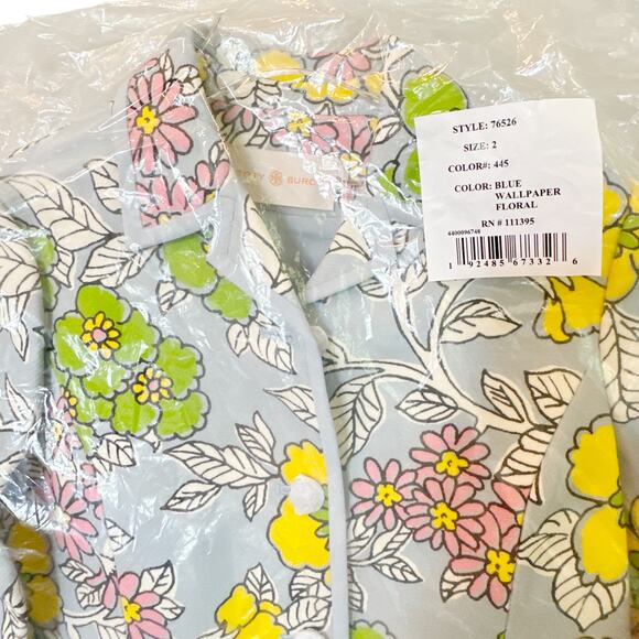 TORY BURCH Wallpaper Floral Twill Crepe Jacket in Blue Wallpaper Floral 2 - Picture 9 of 14